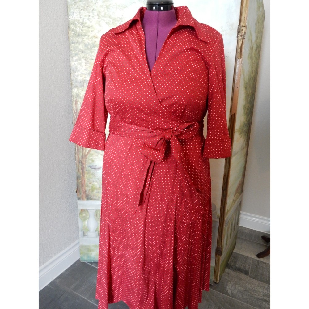NWOT Lane Bryant Red Polka Dot Faux Wrap Dress sz18